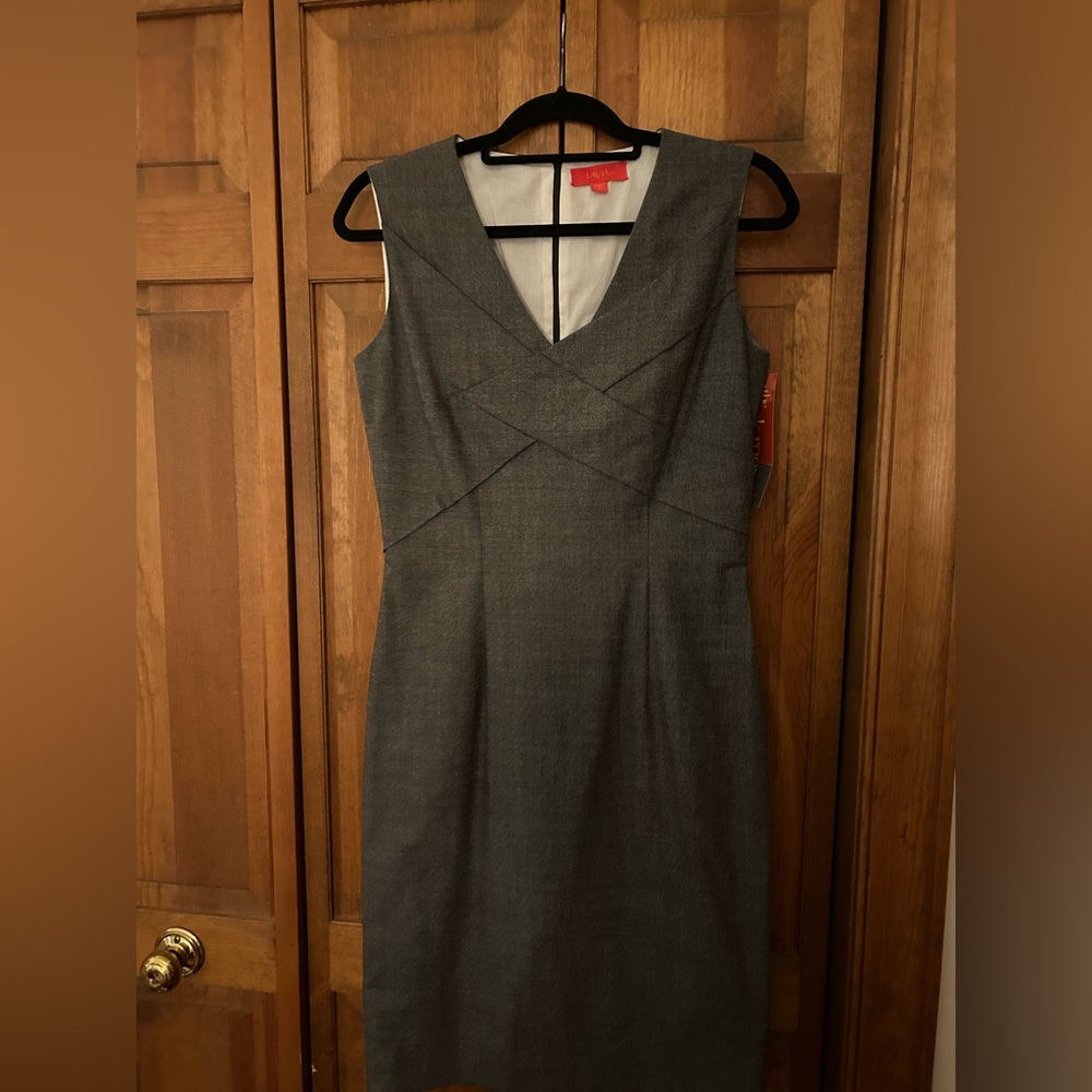 Lavia 18 Women’s Made in Italy Grey Classic Minimalist Cotton Blend Dress NWT